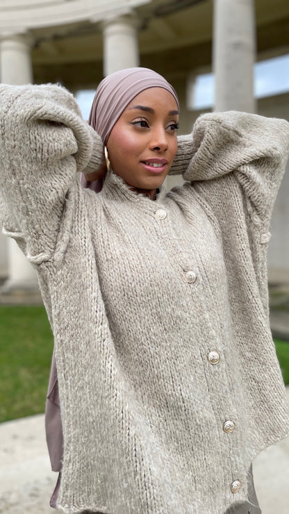 PULL-GILET TAUPE