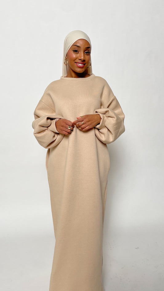 ROBE SWEAT BEIGE FONCÉ